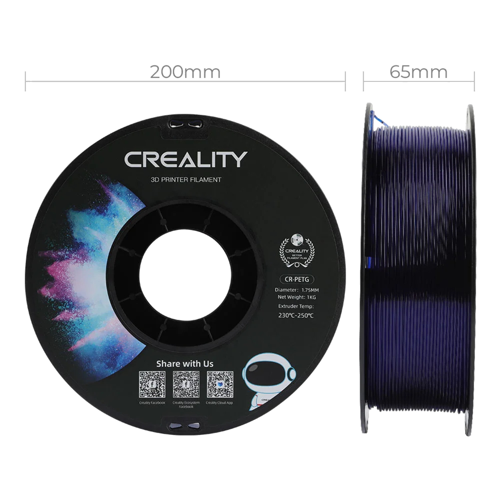 Creality PETG Transparent Blue Filament 1kg